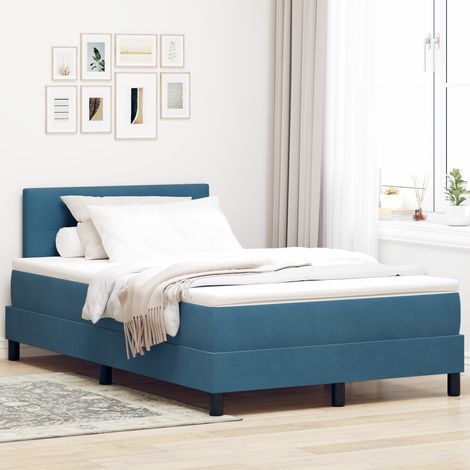 Box Spring Bed with Headboard Blue 120 x 190 cm Velvet vidaXL (1/5)