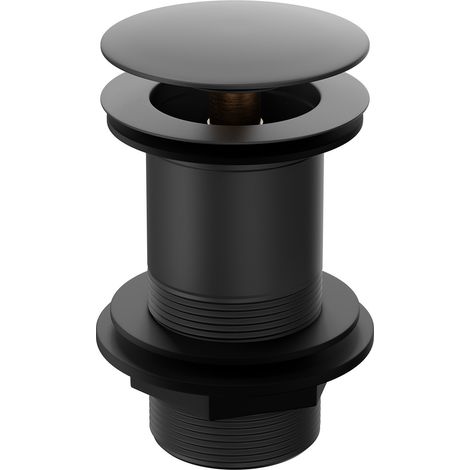Colore Round Matt Black Moon Cap Unslotted Click Clack Basin Waste