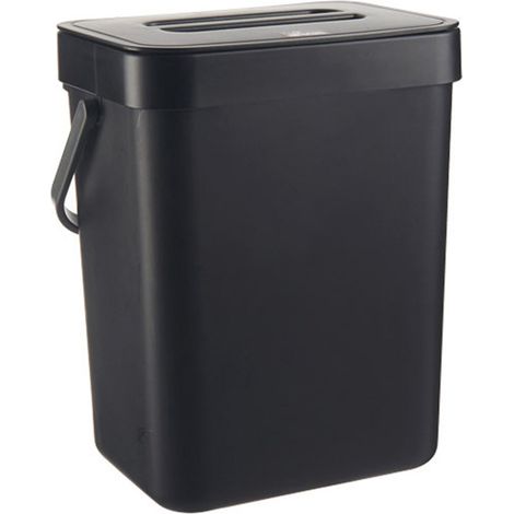 Petite poubelle de cuisine 3L, seau à déchets alimentaires avec couvercle pour composteur domestique sur plan de travail.