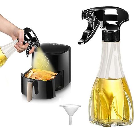 Spray d'huile de cuisine 240ml pour friteuse à air, pulvérisateur d'huile d'olive avec buse réglable, idéal pour grillades, cuisson au four et salades (1/5)