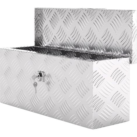 Boîte de rangement aluminium avec serrure et clés 50 x 15,5 x 20,5 cm