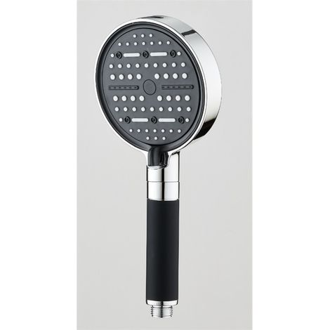 Pommeau de douche noir et argent 6 fonctions 6 jets haute pression anti-calcaire salle de bain universel 12,5x26 cm (1/5)