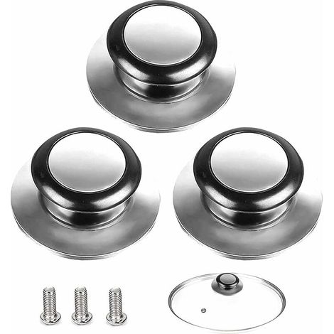 Bouton de Couvercle Poignée Casserole Convient Pour en 3 Pièces Verre Acier Inoxydable (1/5)