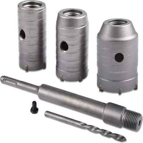 Scie à Cloche Trépan, Ø30mm, 40mm, 50mm Set de Scies Cloches , Trépan Béton 350 mm SDS Plus Tige d'Extension(poignée ronde)