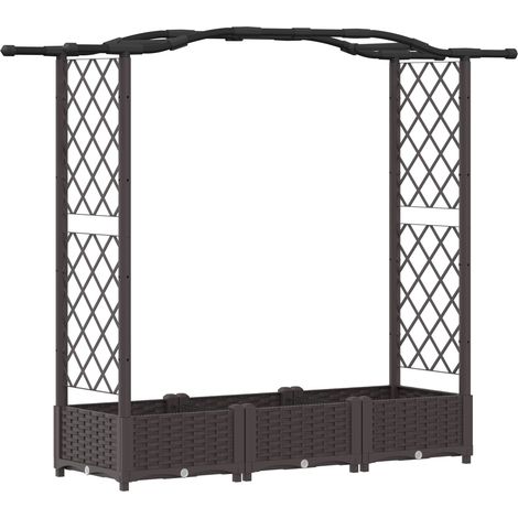Fioriera da giardino Letto Rialzato con Griglia e Tetto Marrone 169 x 40 x 123 cm PP (1/5)