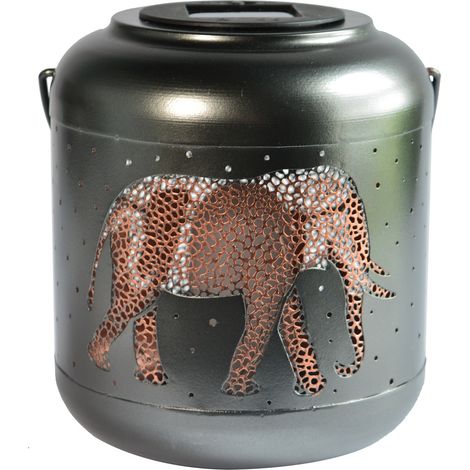 Lanterne métal solaire Jungle 18cm - Orium (1/4)