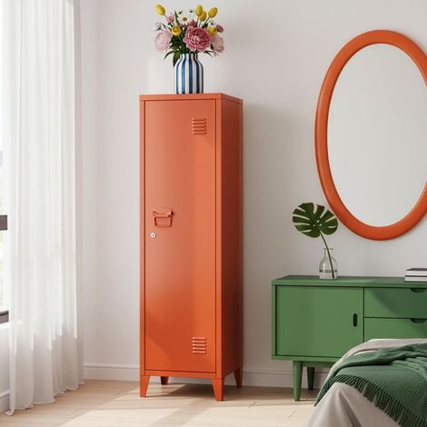 Armoire à casier Kurikka métallique vérouillable 137 x 38 x 38 cm rouge brique [en.casa] (1/5)