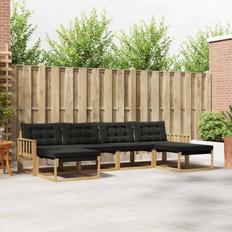 vidaXL Outdoor-Sofagarnitur 6 Stk. Weiß und Schwarz (1/5)