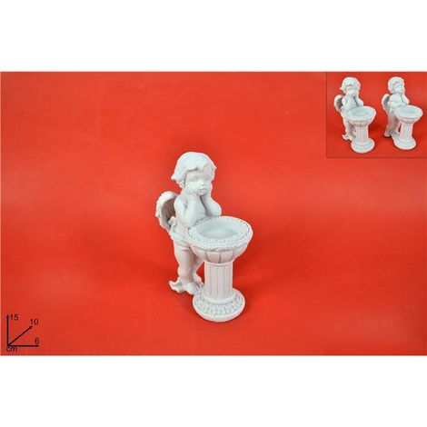 Decorazione Casa Angelo in Ceramica Bianca con Colonna 15 cm 2 Modelli (1/2)