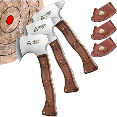 Beil Set 3teilig 20cm Camping Handbeil Scheide Drei &xC4xte (1/5)