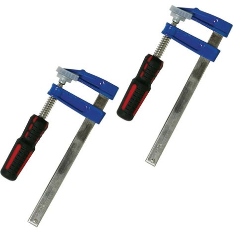 Serre-joints à visser 2 pcs 150 x 50 mm – Mors en fonte avec revêtement plastique – Poignées caoutchoutées pour confort d'utilisation (1/5)
