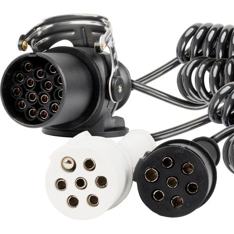 Cavo a spirale per rimorchio TIR 2x 7 PIN 15 PIN tipo N/S 5m 24V amio-04381 (1/5)