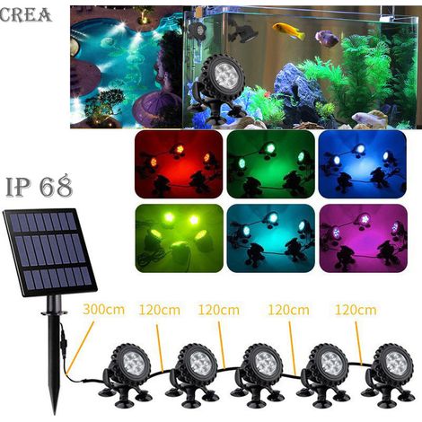 Solar-Teichleuchte, RGB-LED-Unterwasser-Solarstrahler mit RGB-Farbwechselfunktion, IP68 wasserdicht (Saugnapfmodell)