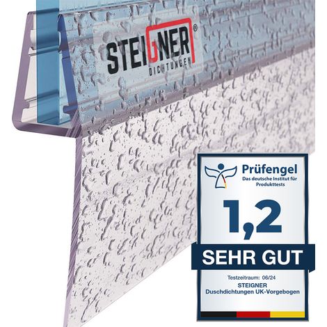 STEIGNER Duschdichtung, 150cm, Glasstärke 3,5/4/ 5 mm, Gerade PVC Ersatzdichtung für Dusche, UK04