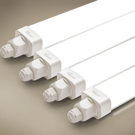4 Stück  Tobeter LED Feuchtraumleuchte 115cm,  36W 3600LM LED Röhre Feuchtraumlampe im Reihenschaltung, IP65 Wasserfest Werkstattlampe für Keller Garage Feuchtraum, Neutralweiß 4000K [E] (1/5)