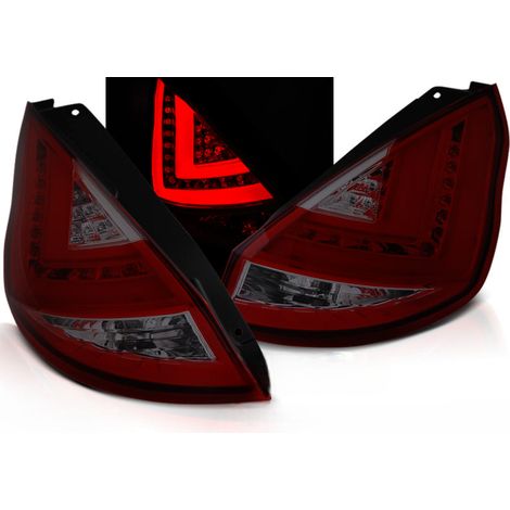 Paire de feux arriere Ford Fiesta MK7 de 2008 a 2012 LED BAR rouge fume (1/5)