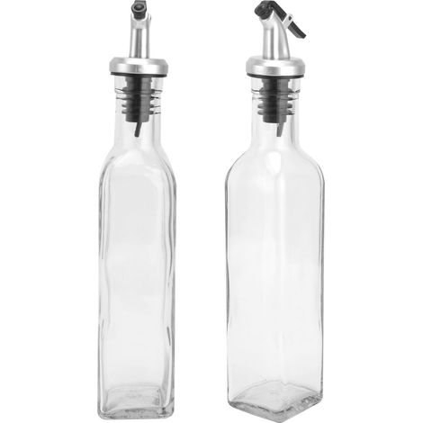 Bidon d'huile en verre et en plastique peint à la bombe pour sauce soja, vinaigre et vin de cuisine (1/5)
