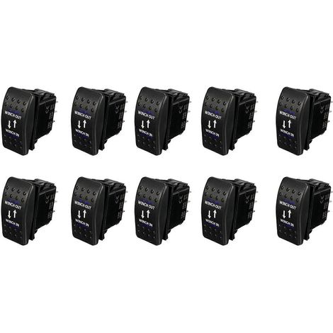 10x 12V 20A Seilwinden-Eingang/Ausgang EIN-AUS-EIN Wippschalter 7-polig LED blau (1/5)