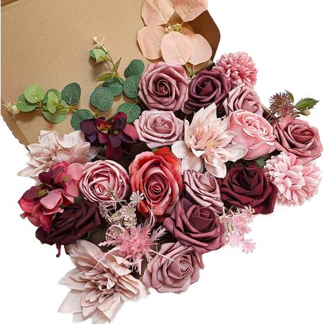 Künstliche Blumen mit Stiel, Dusty Rose Mauve, 30cm, für Hochzeiten & Deko (1/5)