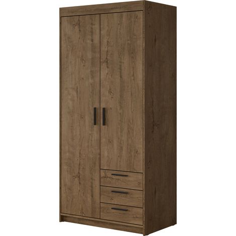 Armario Novduni 112, Roble de lefkada, 191x90x53cm, Puertas de armario: Con bisagras, Número de estantes: 0 (1/4)