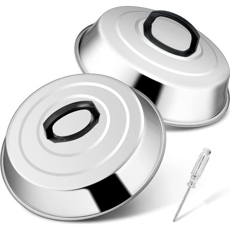 Lot de 2 Dômes, Acier Inoxydable, Poignée Résistante, Cuisson Uniforme, Barbecue Plancha (1/5)