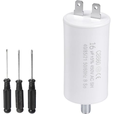 Capacteur Moteur Condensateur Démarrage Travailler (16uF 450V CBB60) Condensateursen marche 50/60Hz Connecteur 40x70MM M8 Moteurs électriques Pompe à eau Porte automatique Compresseur d‘air (1/5)