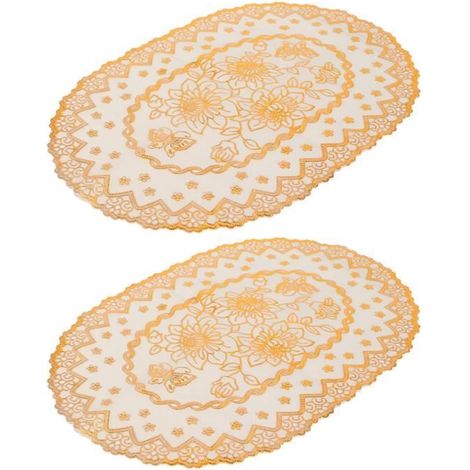 Tischläufer SALUTUYA – 2er-Set – Gold – Oval – Waschbar