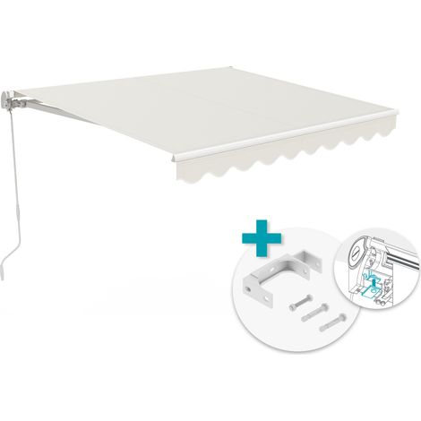 Toldo monobloque VECCHIO 2,5m x 2m blanco con tejido beige y fijación al techo (1/4)