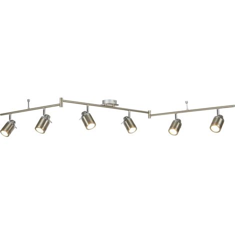 Deckenstrahler Metall GU10 IP44 verstellbar in Silber matt länglich Retro Spot Lampe Decke