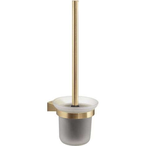 Brosse WC Murale en Acier Inoxydable et Verre Doré Mat 11,2 x 13,4 x 35,8 cm (1/4)