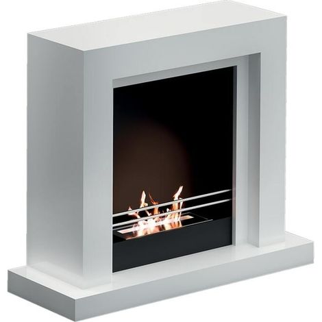 Azura Home Design – Cheminée bioéthanol de sol Camogli 2000W – Brûleur réglable – Dimensions 700x700x300mm – Pour espaces confinés – Couleur blanc (1/4)