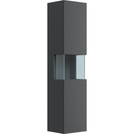 Design Badschrank Hochschrank 150cm  Softclose Taifun Glaselement grafit