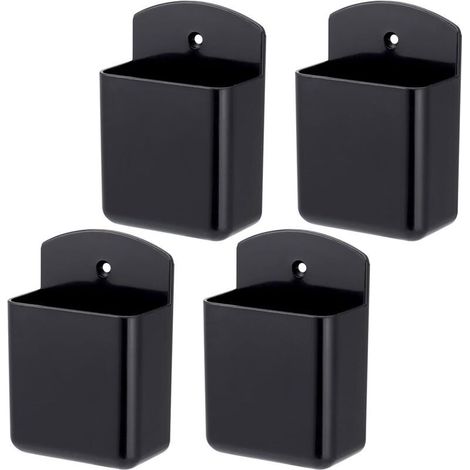 4-teiliges Set selbstklebender Aufbewahrungsboxen, selbstklebende Fernbedienungshalter, Wandhalterung für Fernbedienungen, schwarze Stiftehalter-Organizerbox (1/3)