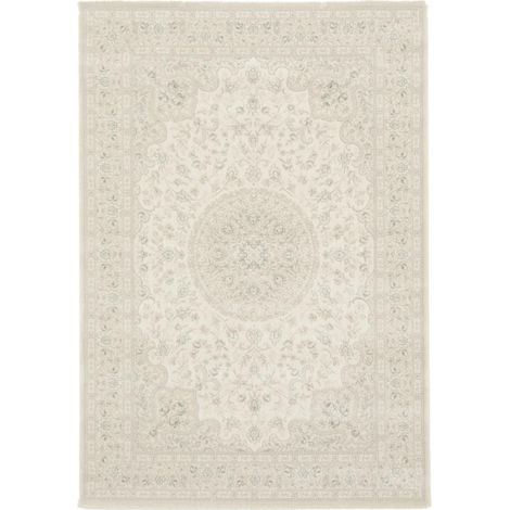 Tapis persan rectangle 120x170 cm – Crème tissé – Motif oriental – Anti-poussière et hydrofuge – Certifié OEKO-TEX® STANDARD 100 – Unamourdetapis