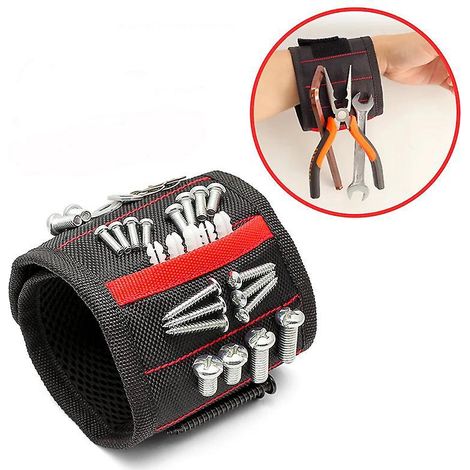 bracelet Magntique Rglable Avec 15 Aimants Puissants, Ceinture D'outils De Bracelet Avec 4 Fentes De Stylos Pour Tenir Des Petits Outils, Cadeau P (1/5)
