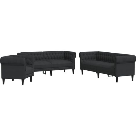 Maison Exclusive - Set d Divani 3 pz Nero in Tessuto