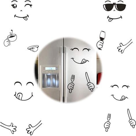 Autocollants pour réfrigérateur, 4 feuilles d'autocollants souriants amovibles pour la cuisine (1/5)