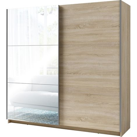 Schrank, Kleiderschrank mit 2 Schiebetüren und Spiegel - Sonoma-Eiche - Kollektion ARSALA (1/3)
