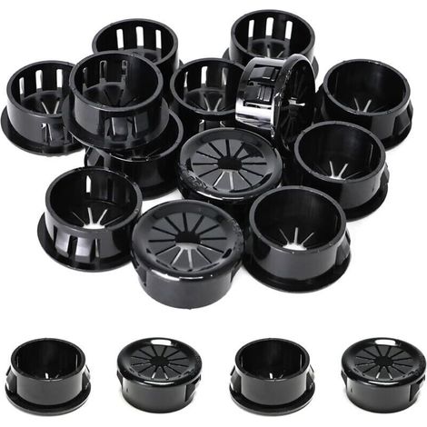 25 passe-câbles, clips de 22 mm de diamètre, passe-câbles ronds en nylon pour câbles de bureau, noirs (1/4)