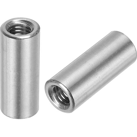 6Pcs Écrous de Raccordement M6, en Acier Inoxydable 304, Écrou de Tige de Manchon de 25 mm/1" de Longueur pour Support, M6x25x10mm (1/5)