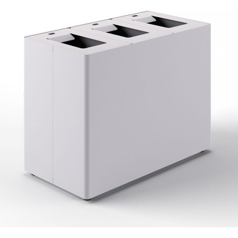 Pattumiera a 3 Scomparti Totale 135 L 84x44x63 cm con Contenitori Interni in Acciaio Verniciato Bianco