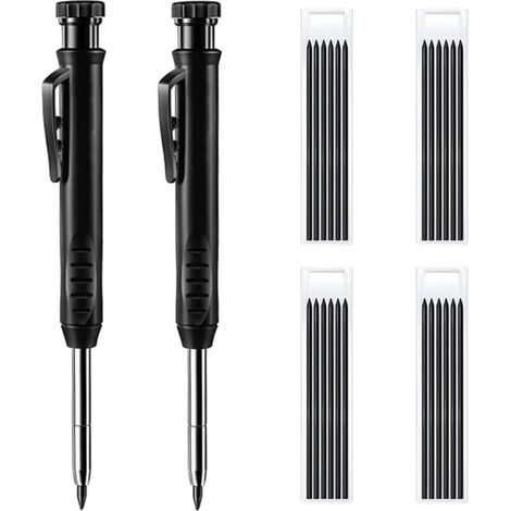 Crayon de charpentier avec taille-crayon, ensemble de crayons mécaniques avec 20 recharges, marqueurs pour trous profonds, crayons de construction robustes pour le travail du bois, pour architecte (no (1/4)