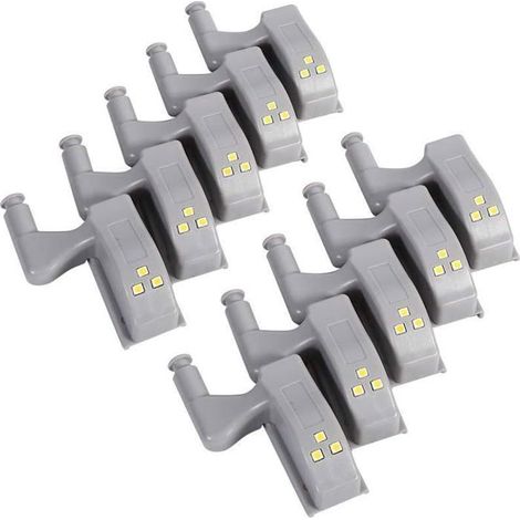 BelleRise - 10 Pièces LED Charnière Capteur Lumière pour Placard Armoire Cuisine Lampe de Nuit Penderie (Cool White) (1/4)