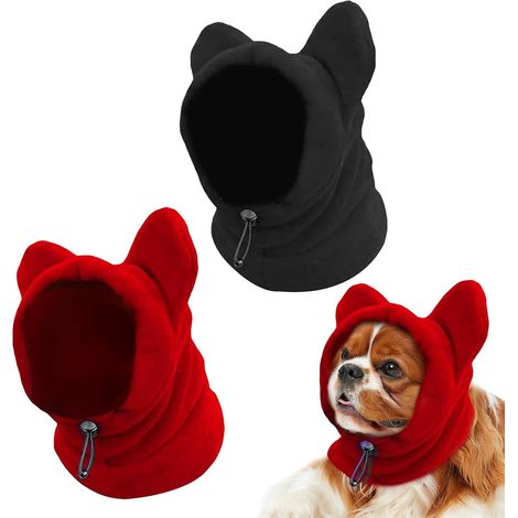 2 Pièces Casquette et Snood Chien, Cache Oreille, Chapeau d'Hiver Épais pour Petit Chien, Écharpe de Compagnie, Anti-Bruit, Chaleureux (S) (1/5)