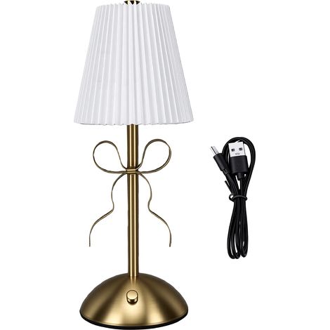 Lampe de Table sans fil avec nœud décoratif, Rechargeable par USB, commande tactile, 3 couleurs de température, lampe de chevet LED pour la maison et le salon (1/5)