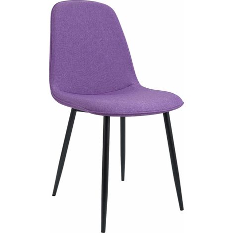 Sedia da cucina/sala da pranzo dal design moderno x1 in tessuto viola con struttura in metallo nero 100007164