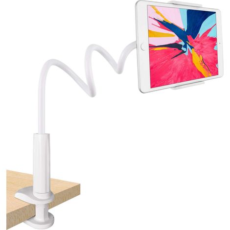 MINKUROW Schwanenhals-Tablet-Ständer, iPad-Halter – flexibler, verstellbarer Armständer im Bett für iPad/Handy/Switch/Samsung Galaxy Tabs/Kindle Fire Hd etc. 4-10,6 Zoll, 76 cm (Weiß) (1/5)