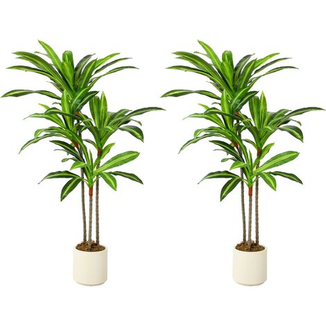 HOMCOM 120cm Lifelike Fake Tree with Bendable Trunks for Home Decor, Green (1/5)