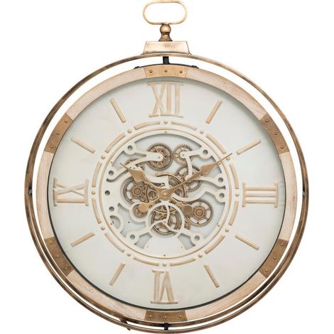 Atmosphera – Horloge à gousset vintage 88cm – Mécanisme silencieux – Verre et MDF – Chiffres romains et engrenages mobiles (1/5)