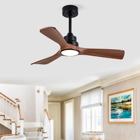 Ventilateur de Plafond Extérieur/Intérieur 107 cm avec Lumière Dimmable et Télécommande, Finition Noyer, Moteur DC Silencieux pour Terrasse et Chambre